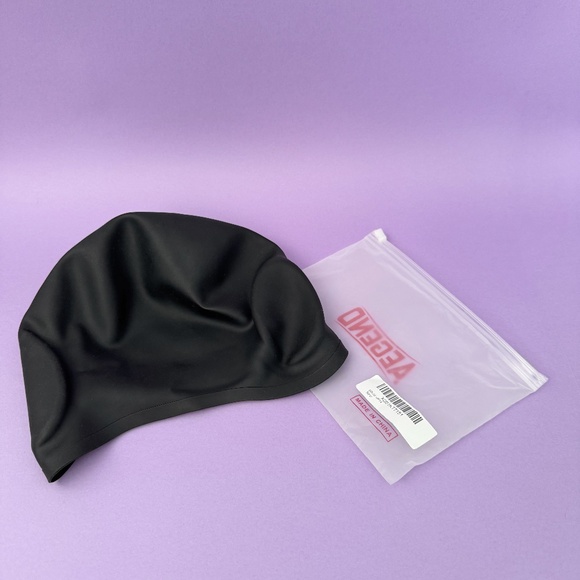 Aegend Black Silicone Swim One Size Sport Cap - Picture 1 of 3